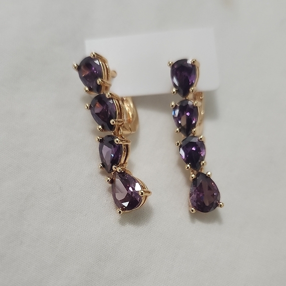 Pretty Bird Jewelry Jewelry - Purple and Gold Drop Earrings